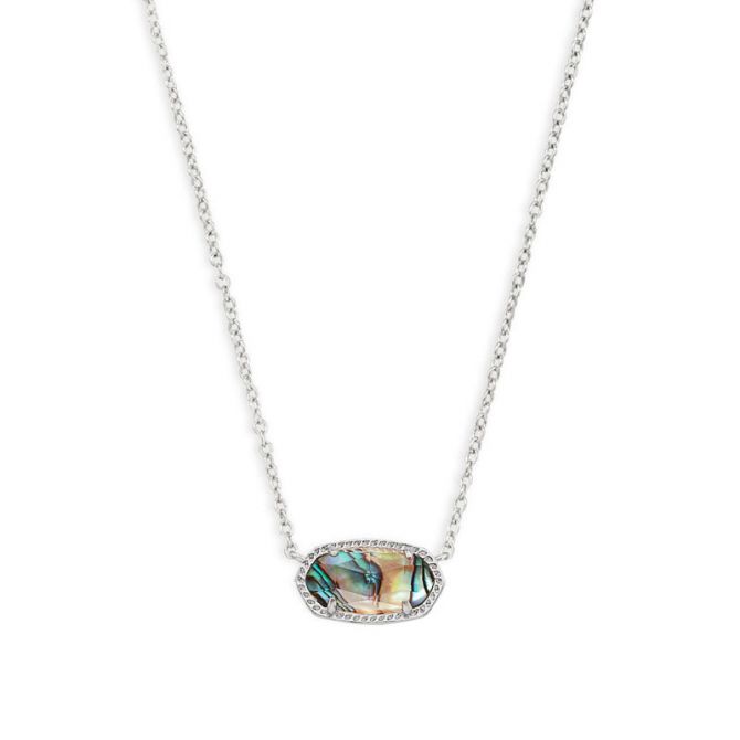 Kendra Scott Elisa Silver Tone Necklace in Abalone Shell