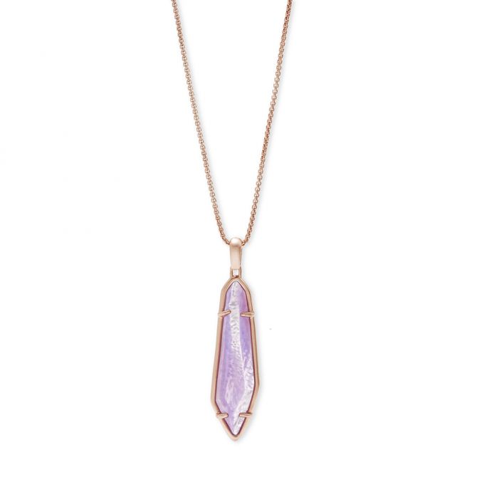 Kendra Scott Elisa Silver Tone Pendant Necklace in Purple Mica | 9608800091  | Borsheims