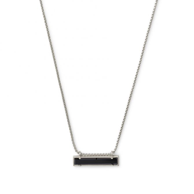 Kendra Scott Leanor Silver Pendant Necklace in Black