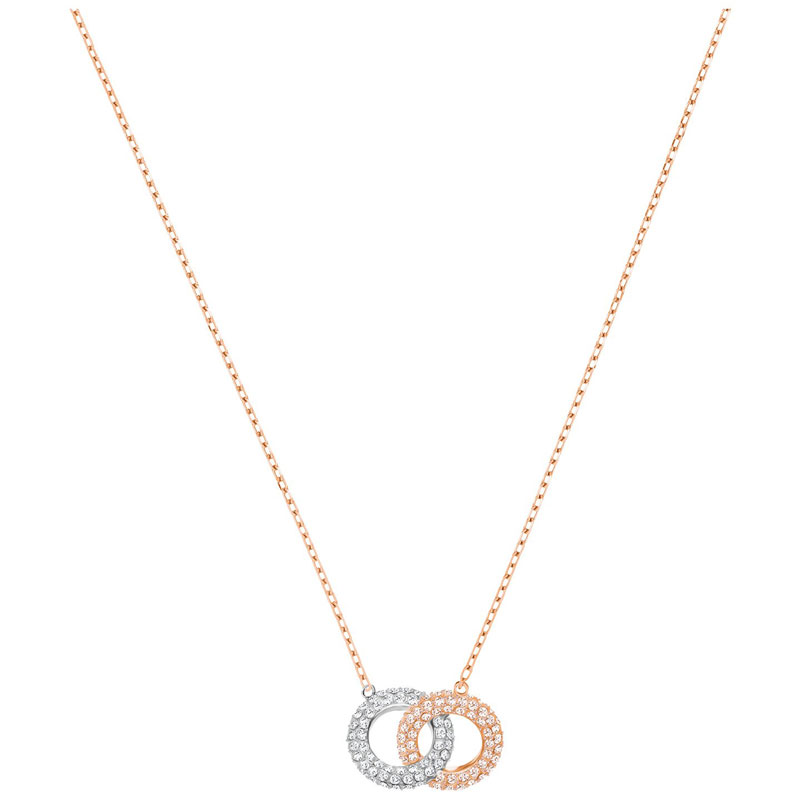 Swarovski Stone Necklace, Multi-colored Crystal & Rose Gold Plating