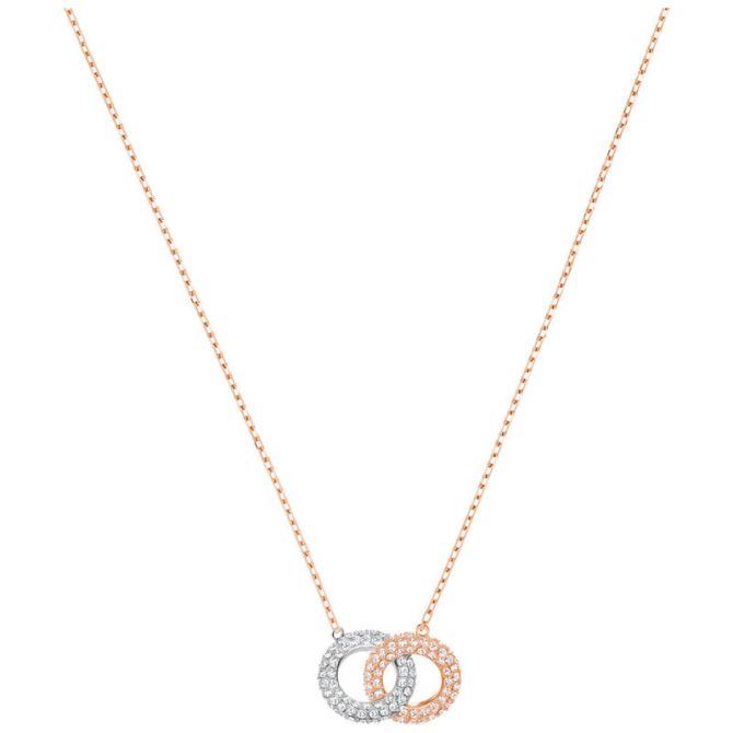 Swarovski Stone Necklace, Multi-colored Crystal & Rose Gold Plating