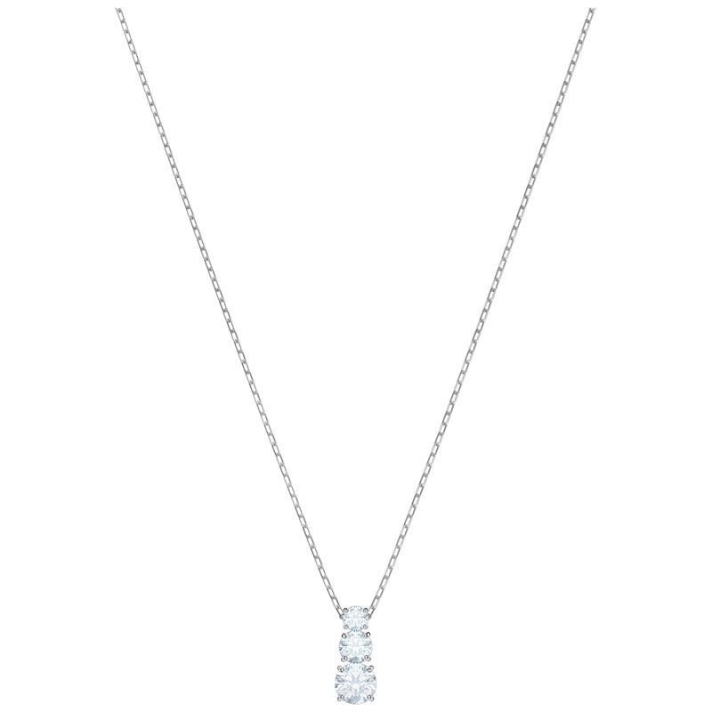 Swarovski Attract Trilogy Round Pendant, White Crystal & Rhodium Plating