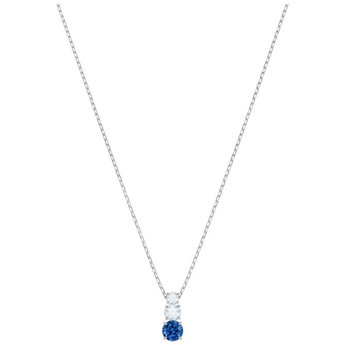 Swarovski Attract Trilogy Round Pendant, Blue Crystal & Rhodium Plating