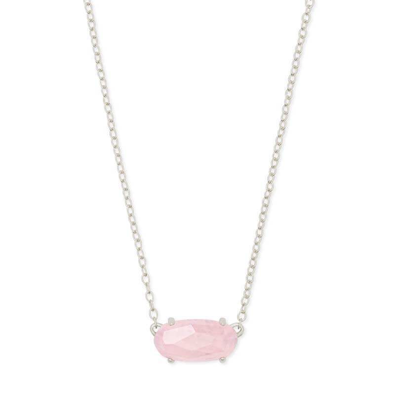 Kendra Scott Ever Silver Pendant Necklace in Rose Quartz Borsheims