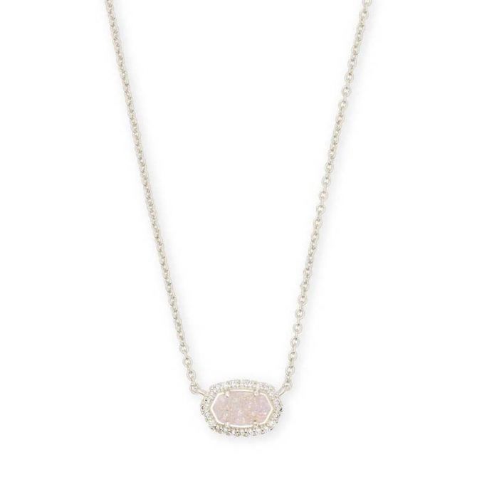 Kendra Scott Chelsea Silver Pendant Necklace in Iridescent Drusy