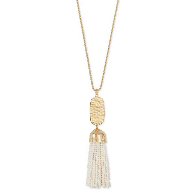 Kendra Scott Monroe Gold Long Pendant Necklace in White Mother of Pearl