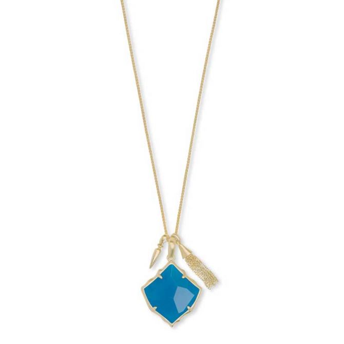 Kendra Scott Arlet Gold Pendant Necklace in Teal Agate