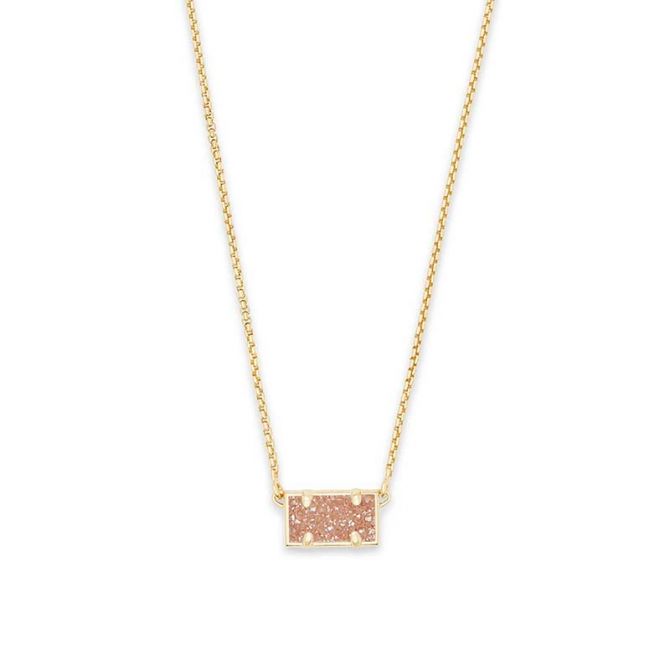 Kendra Scott Pattie Gold Pendant Necklace in Sand Drusy