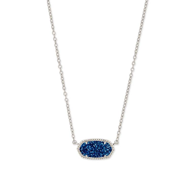 Elisa silver pendant necklace in blue drusy clearance