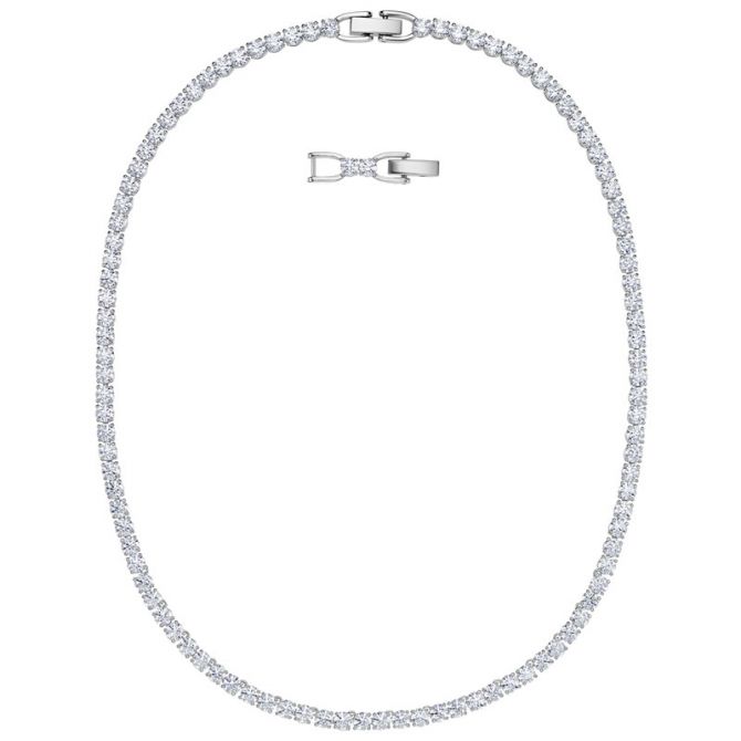 Swarovski Tennis Deluxe Necklace, White in Silver Tone
