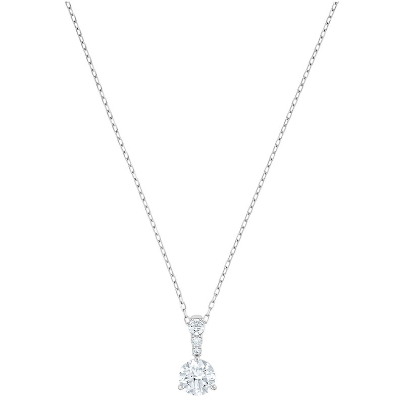 Swarovski Solitaire Pendant, White in Silver Tone