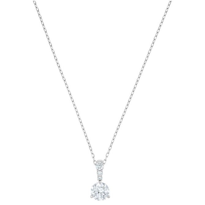 Swarovski Solitaire Pendant, White in Silver Tone