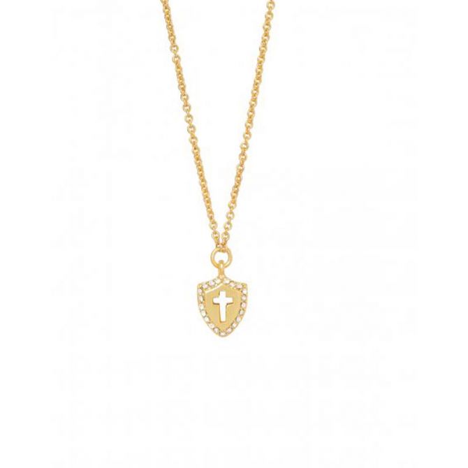 Spartina 449 Sea La Vie Cross Shield Necklace, Gold