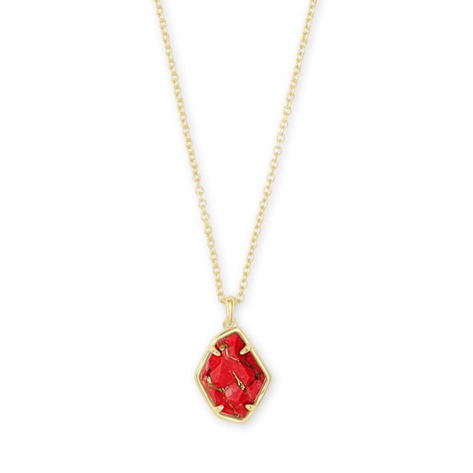 Kendra Scott Ellington Gold Pendant Necklace In Bronze Veined Red Magnesite