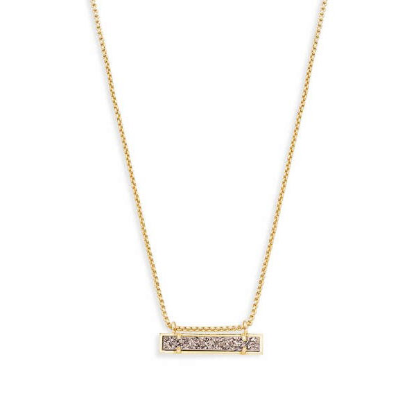 Kendra Scott Leanor Gold Necklace in Platinum Drusy