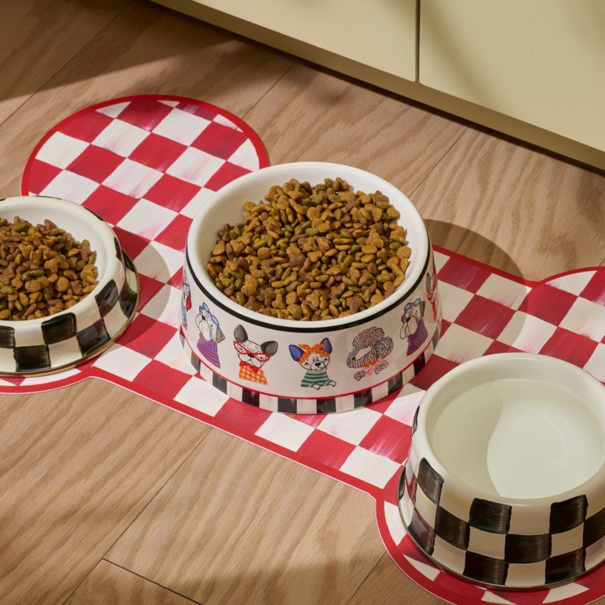 MacKenzie-Childs Ceramic Pet Dish, Courtly Check