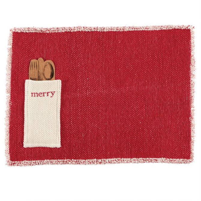Mud Pie Christmas Dhurrie Merry Place Mat