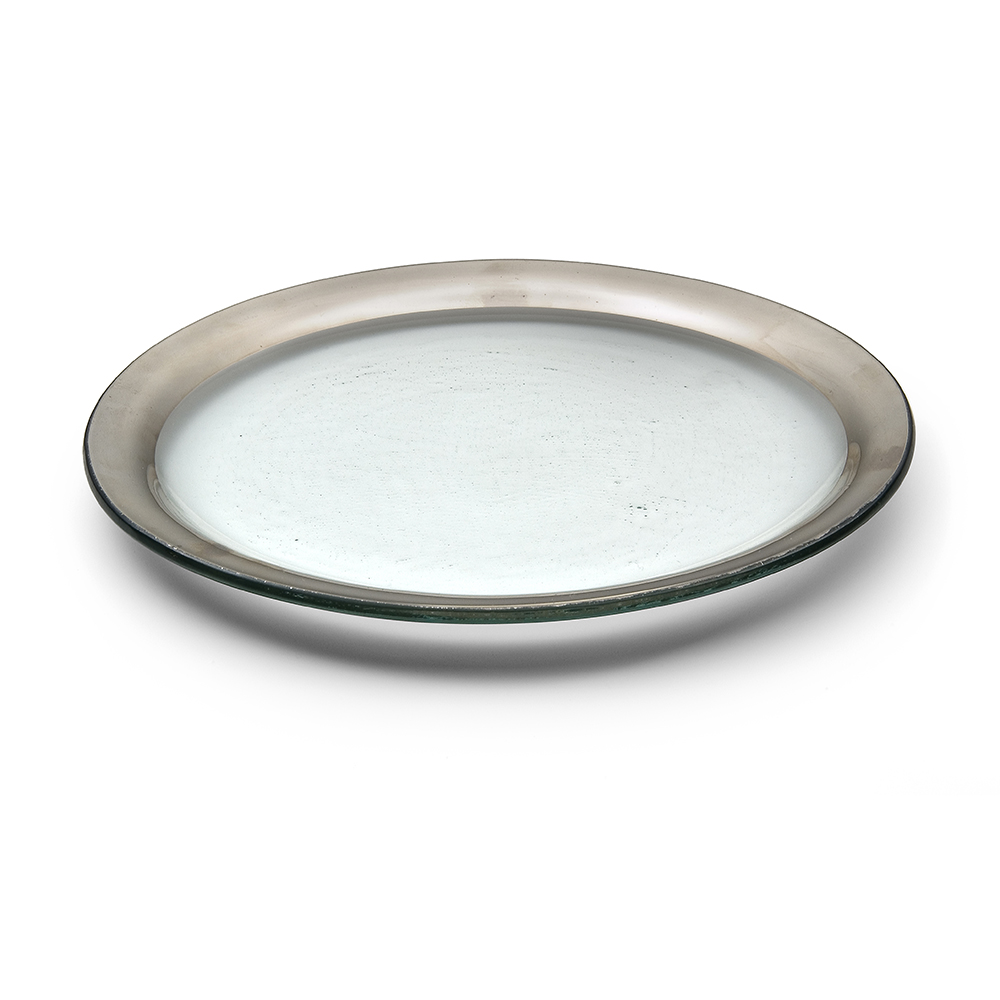Annieglass Roman Antique Platinum Dinner Plate