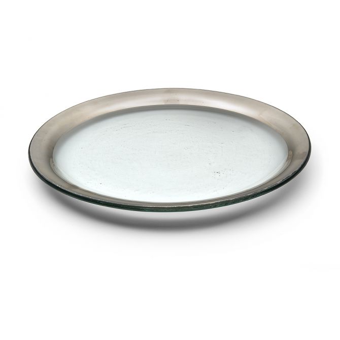Annieglass Roman Antique Platinum Dinner Plate
