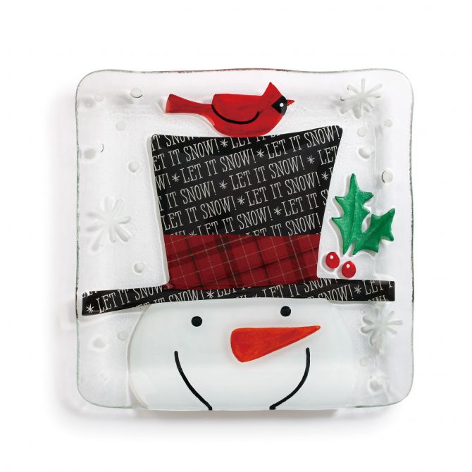 Demdaco Snowman Top Hat Square Plate, 11"