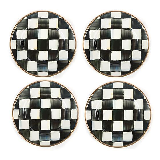 MacKenzie-Childs Courtly Check Enamel Canape Plates, Set of 4