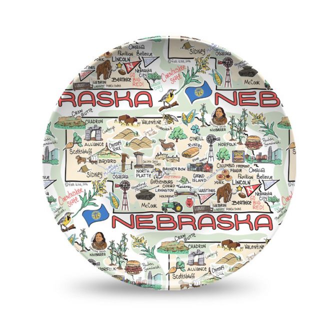 Fish Kiss Nebraska Map Plate