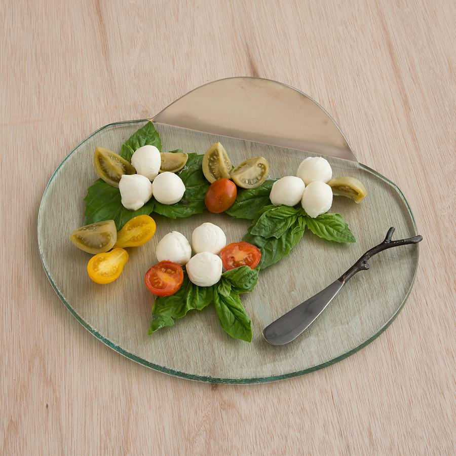 Annieglass Mod Large Round Server, Platinum