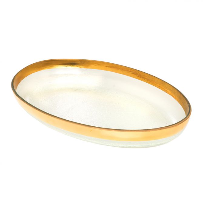 Annieglass Mod Gold Large Oval Platter, 18x11.5"