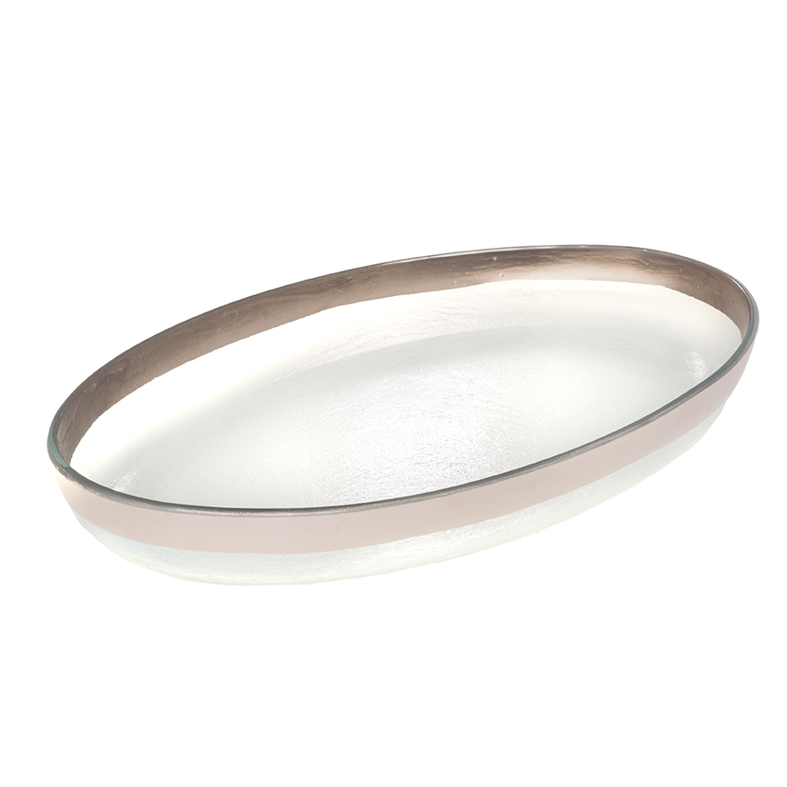 Annieglass Mod Platinum Large Oval Platter, 18x11.5