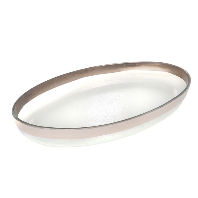Annieglass Mod Platinum Large Oval Platter, 18x11.5"