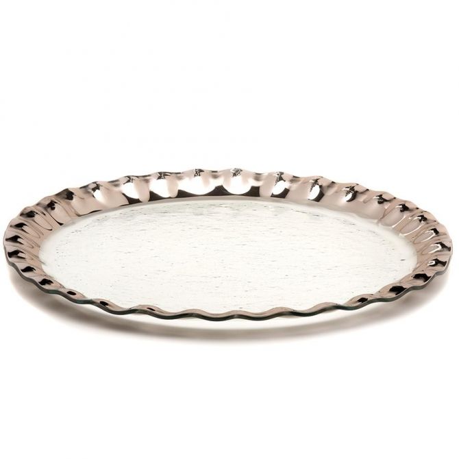 Annieglass Ruffle Giant Round Platter, Platinum