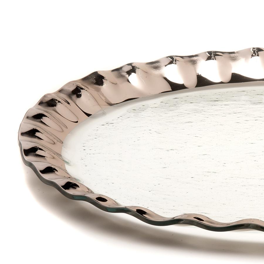 Annieglass Ruffle Giant Round Platter, Platinum