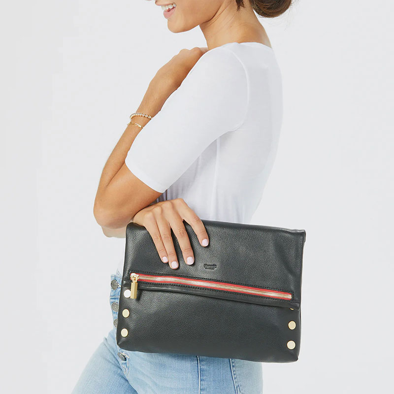 Hammitt Large VIP Crossbody, Black and Brushed Yellow Gold Hardware