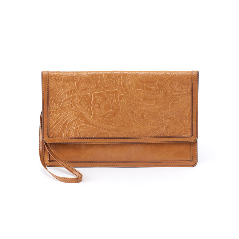 Hobo Crest Embossed Leather Clutch – Magnetic Closure, Interior Slip Pockets & Card Slots - View #13