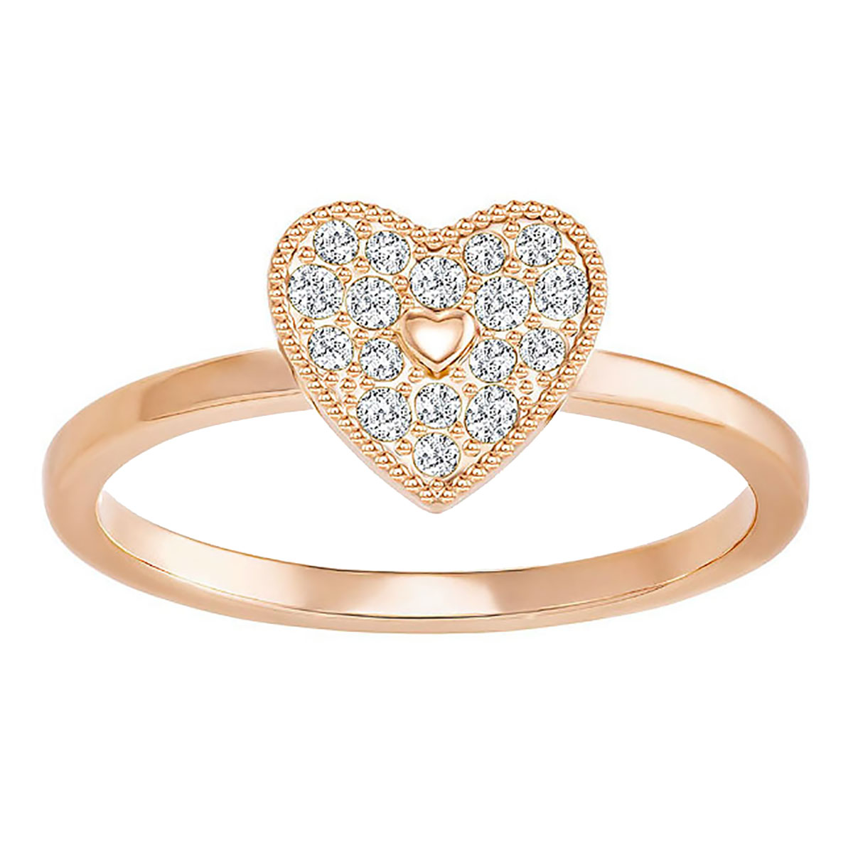 Swarovski Field Folded Heart Rose Tone Crystal Ring, Size 6 Borsheims