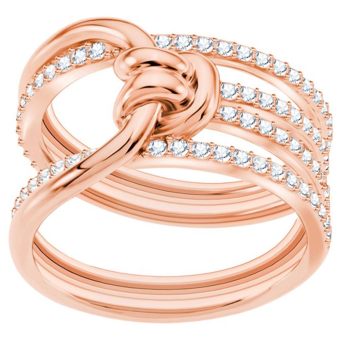 Swarovski Lifelong Wide Ring, White Crystal & Rose Gold Plating, Size 5
