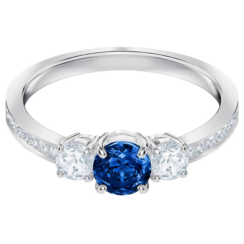 Swarovski White Tone Attract Trilogy Round Ring Blue Size 7 Borsheims swarovski-white-tone-attract-trilogy-round-ring-blue-size-7-borsheims