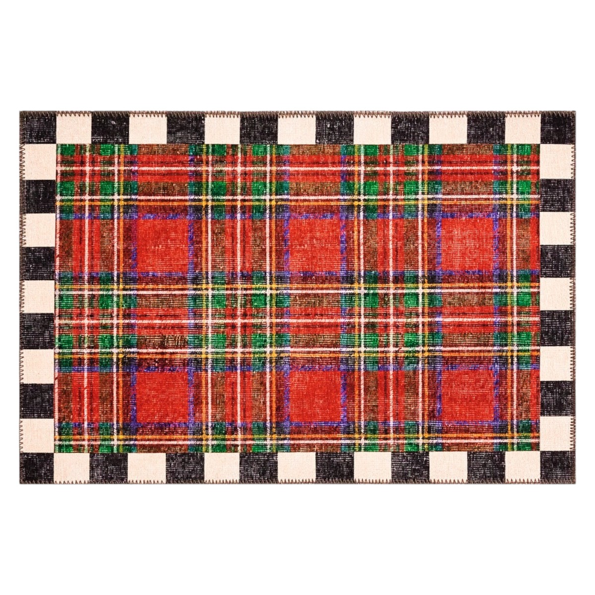 MacKenzie-Childs Royal Stewart Tartan Red Washable Rug, 2'x3'
