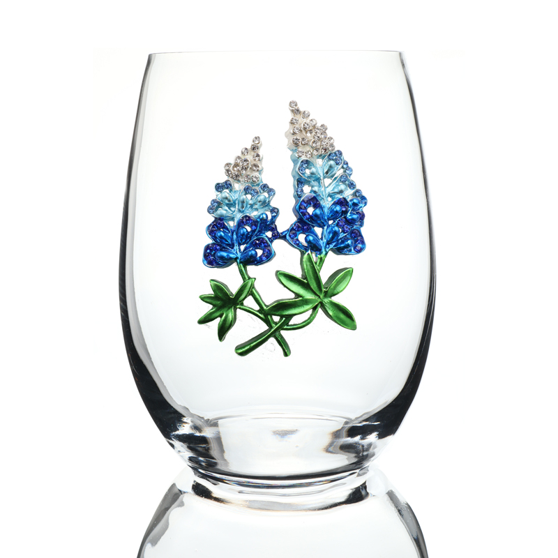 The Queens' Jewels Bluebonnet Stemless Wine Glass