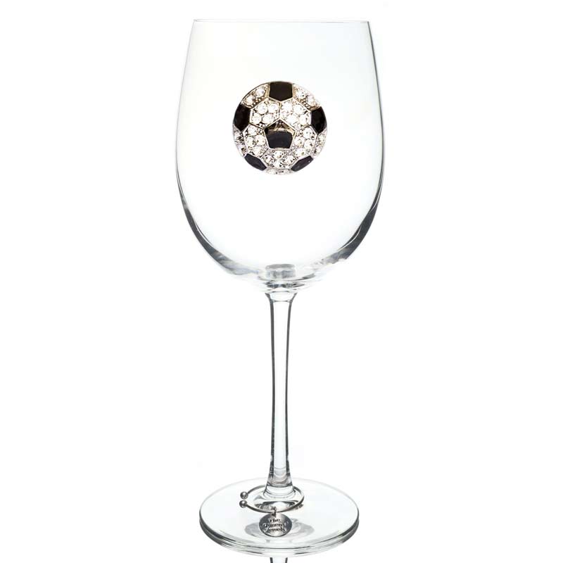 The Queens' Jewels Soccer Ball Jeweled Stemmed Wine Glass