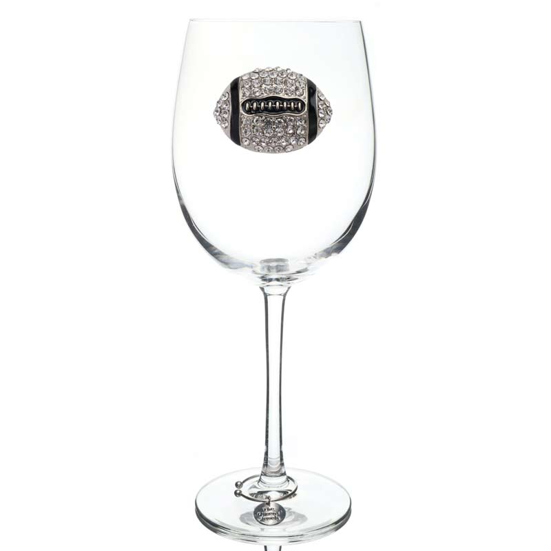 The Queens' Jewels Football Jeweled Stemmed Wine Glass
