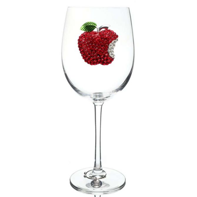 The Queens' Jewels Red Apple Jeweled Stemmed Wine Glass
