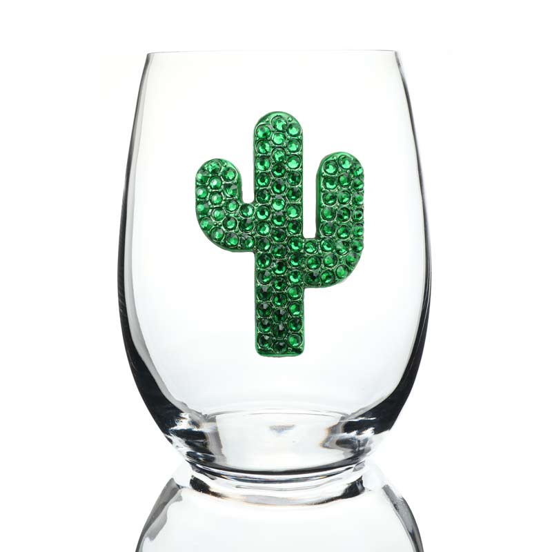 The Queens' Jewels Cactus Jeweled Stemless Wine Glass