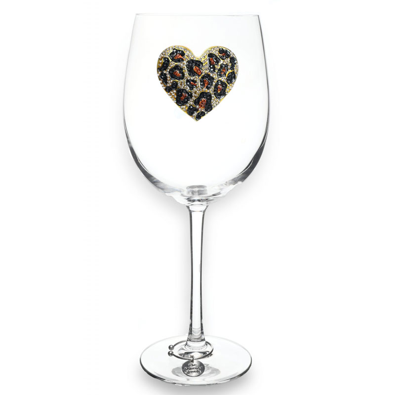 The Queens' Jewels Leopard Heart Stemmed Wine Glass