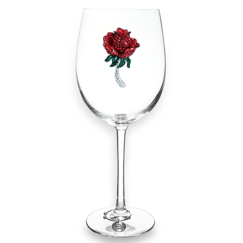 The Queens' Jewels Red Rose Stemmed Wine Glass