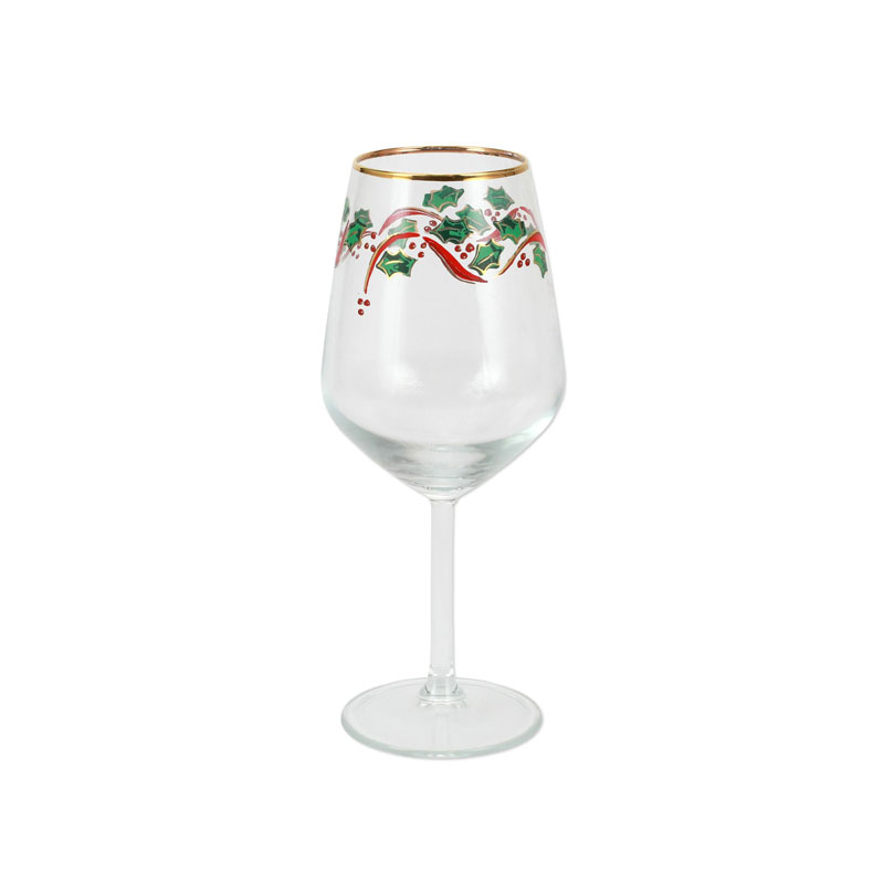 Vietri Holly Stemmed Wine Glass
