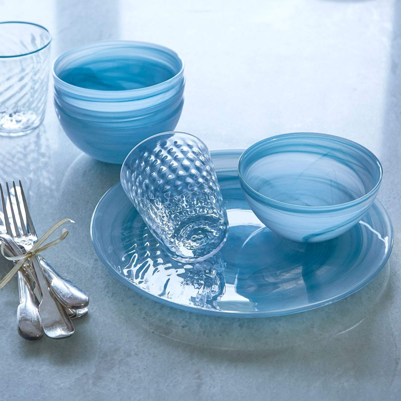 Mariposa Pineapple Textured Highball Glass, White Rim