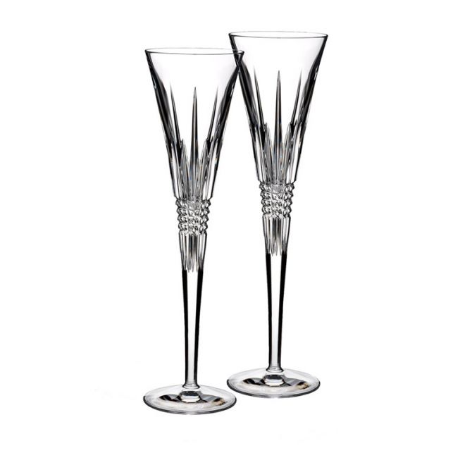 Waterford Lismore Diamond Toasting Flutes, Pair