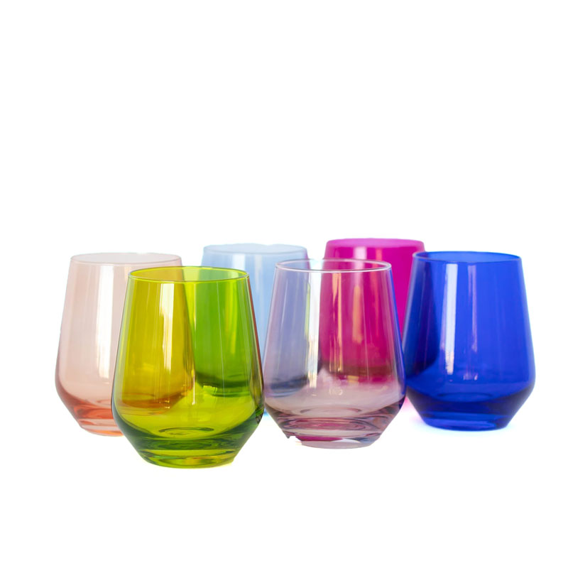 Estelle Multicolored Stemless Wine Glasses, Set of 6