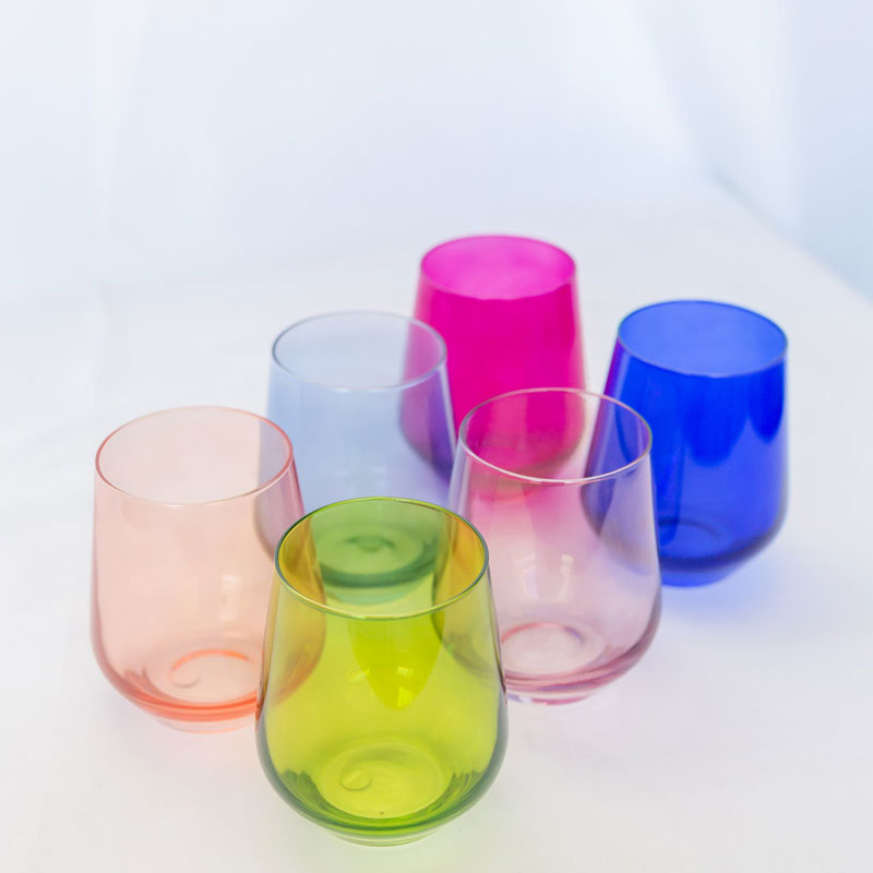 Estelle Multicolored Stemless Wine Glasses, Set of 6